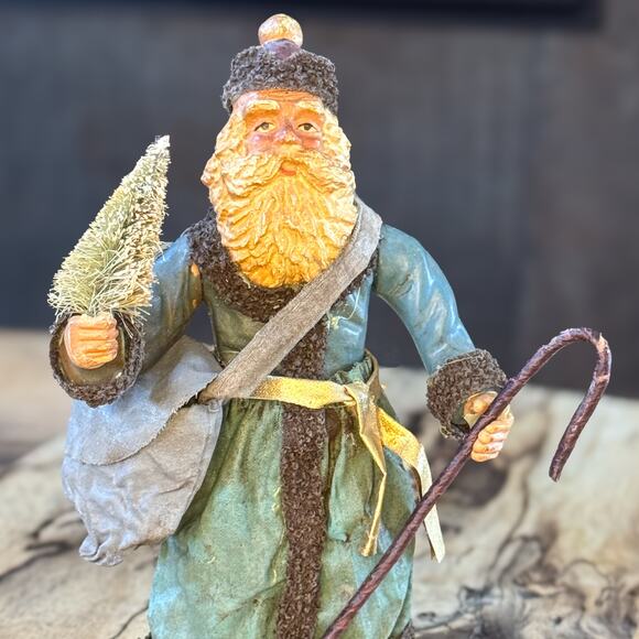 Vintage Kurt Adler Santa's World Fabriche' Old World Santa w Tree Figurine, 6.5" - Picture 2 of 9